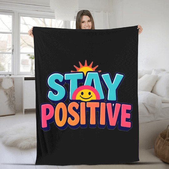 Vibrant Stay Positive Sun Design Fleece Blankets