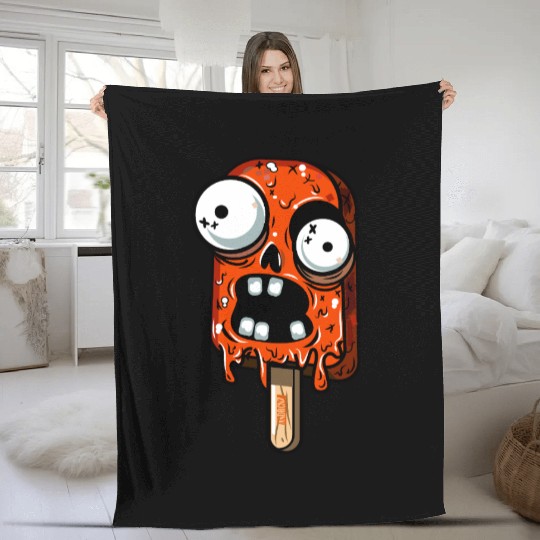 ice cream zombie 02 Orange grunge sour scream Pop Fleece Blankets