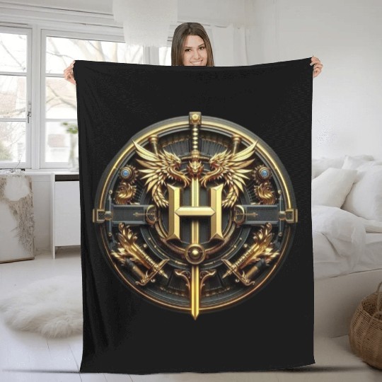 Regal Dragon Emblem with Shield Fleece Blankets
