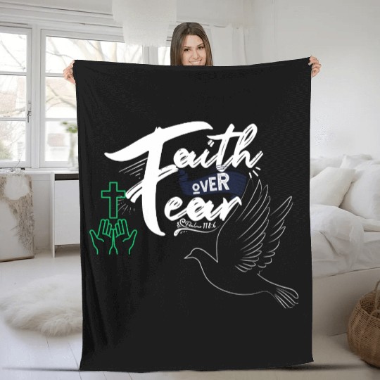 Faith Over Fear Inspirational Design Fleece Blankets