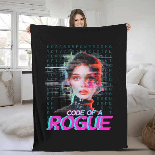 Futuristic Digital Rogue Illustration Fleece Blankets