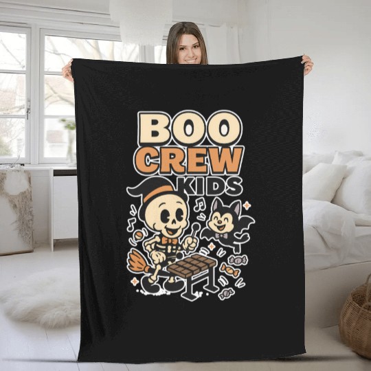 Halloween Skeleton and Bat Kids Fleece Blankets