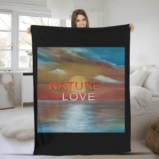 Sunset Ocean Nature Love Design Fleece Blankets