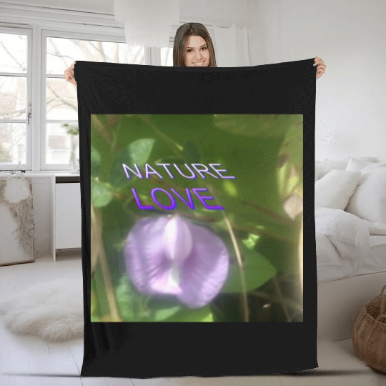 Nature Love with Purple Flower Art Fleece Blankets