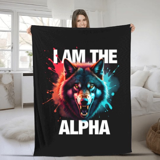 I Am The Alpha Wolf Fleece Blankets