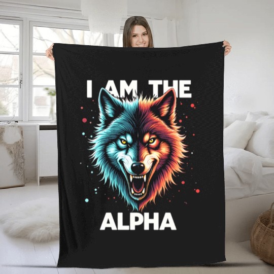 I Am The Alpha Wolf Fleece Blankets