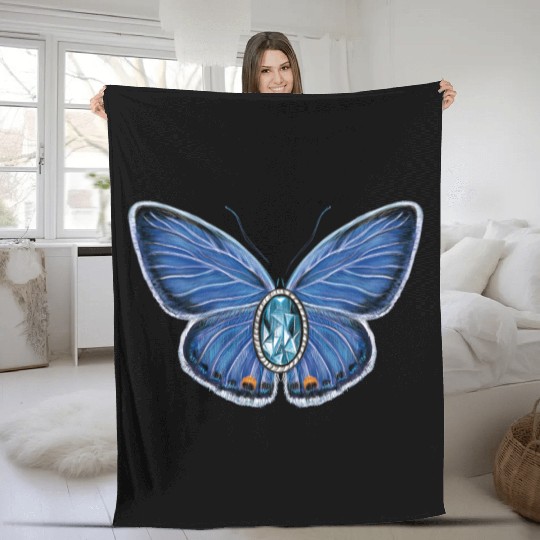 March Eastern Tailed Blue Butterfly Gemstone Art Fleece Blankets
