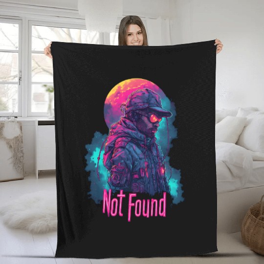 Neon Military Futuristic Explorer Night Not Found Fleece Blankets