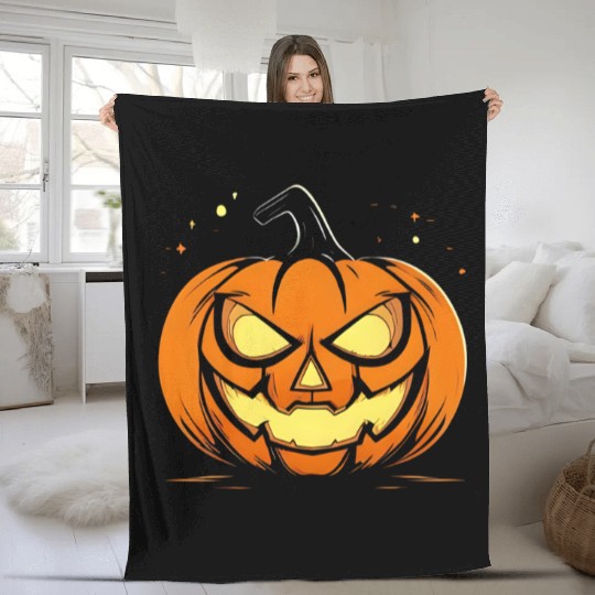 “Spooky Pumpkin Glow Halloween Fleece Blankets”