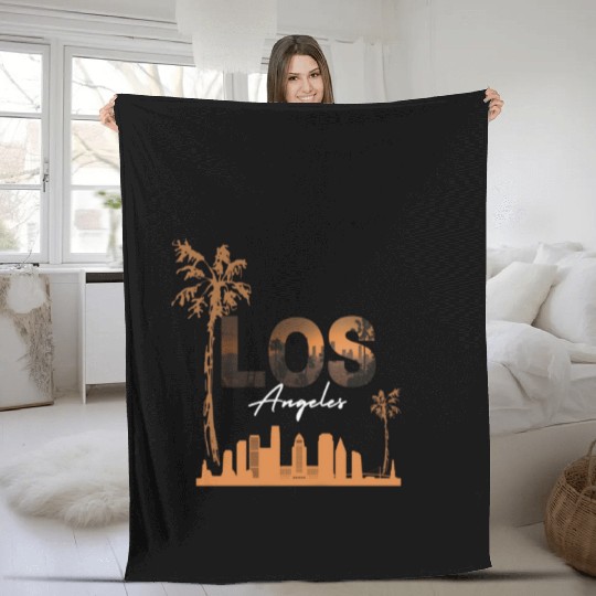 Los Angeles Sunset Cityscape Design Fleece Blankets