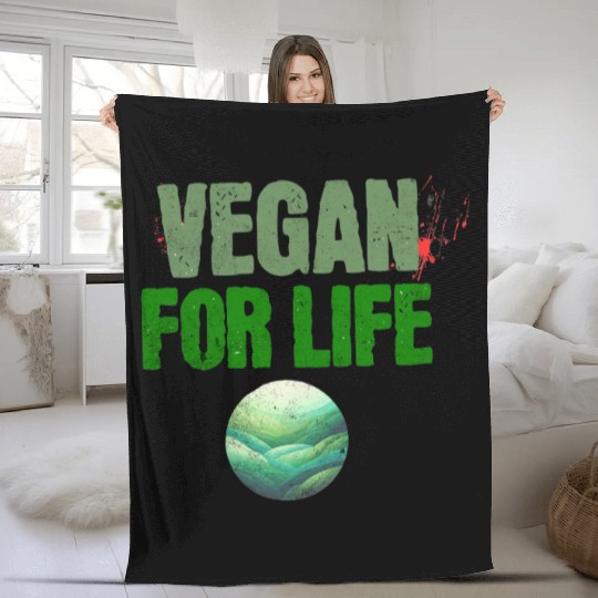 Vegan for Life Earth Theme Design Fleece Blankets