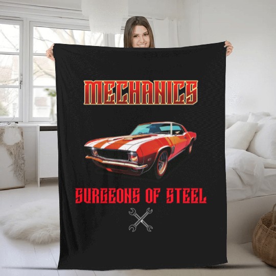 Muscle Car and Steel Mechanics Design Fleece Blankets