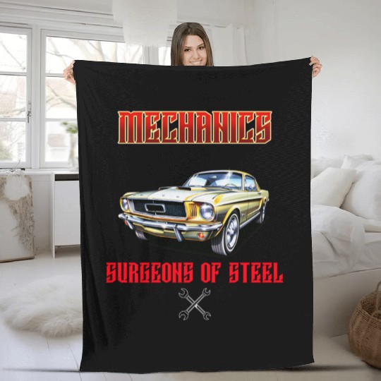 Muscle Car Classic Mechanics Design Fleece Blankets