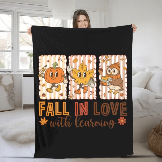 Fall In Love With Learning Cozy Autumn Pumpkin Fleece Blankets