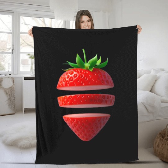 Deconstructed Strawberry Illustration Fleece Blankets