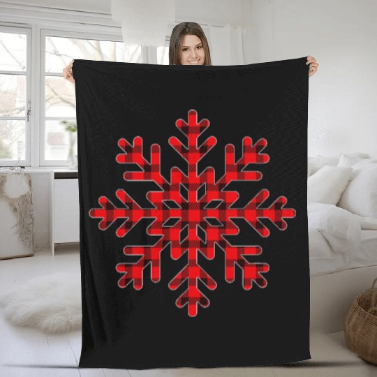 Plaid Snowflake Holiday Pattern Fleece Blankets