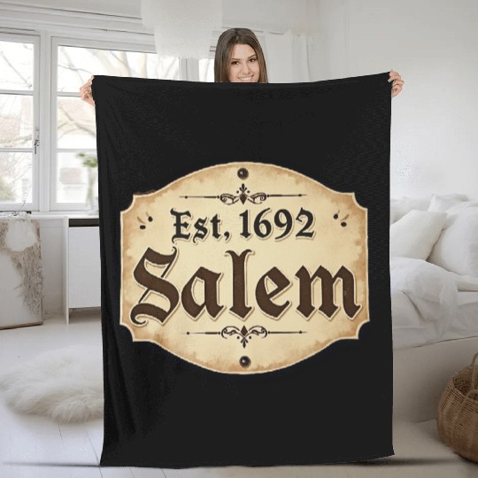 Vintage Salem Establishment Logo Design Fleece Blankets