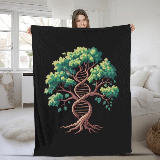 Tree of Life with DNA Spiral Fleece Blankets