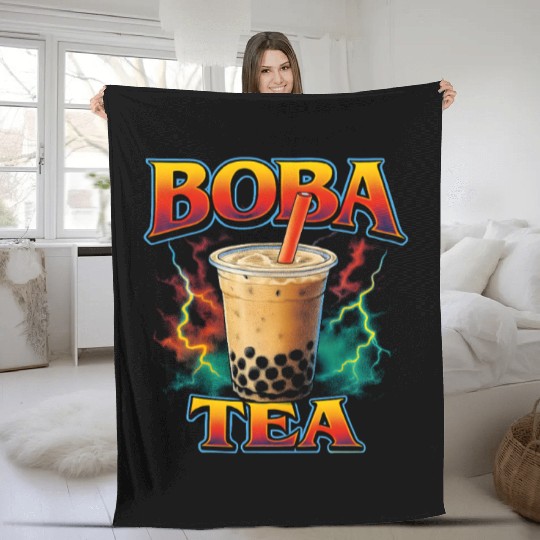 Boba Tea Favorite Food Funny Weird 90s Boba Tea Fleece Blankets