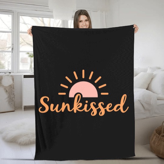 Sunset Bliss Vintage Typography Design Fleece Blankets