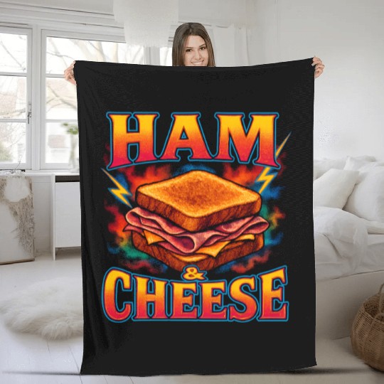 Ham And Cheese Sandwich Favorite Food Weird 90s Fleece Blankets