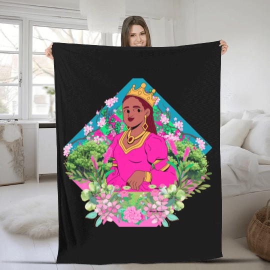 Queen in pink and green  Fleece Blankets