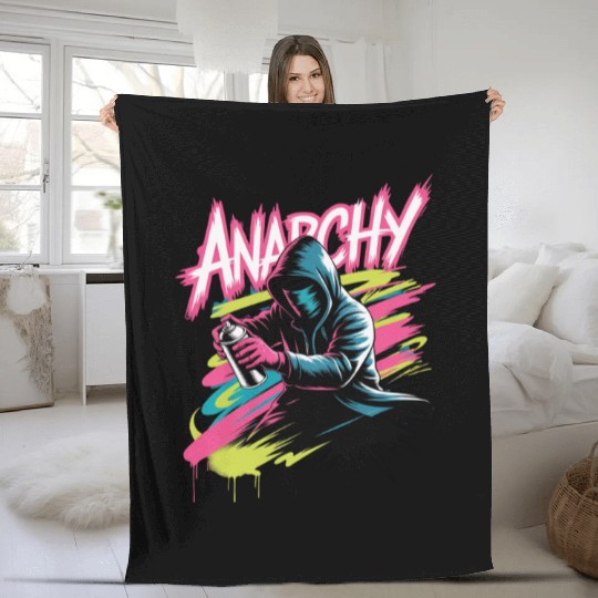 Graffiti-Inspired Hooded Rebel Design Fleece Blankets