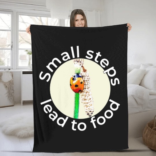 Small Steps – Ladybug White Text Fleece Blankets
