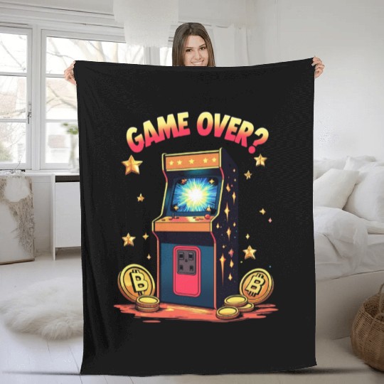 Retro Arcade Game Over Illustration Fleece Blankets