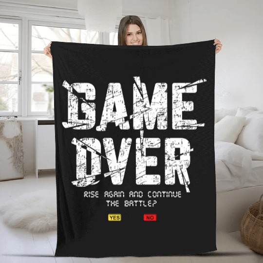 Game Over Rise Continue Banner Fleece Blankets