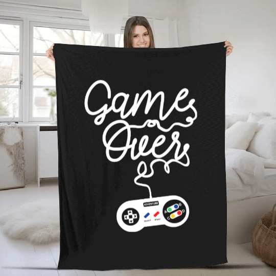 Game Over Gaming Console Illustration Fleece Blankets