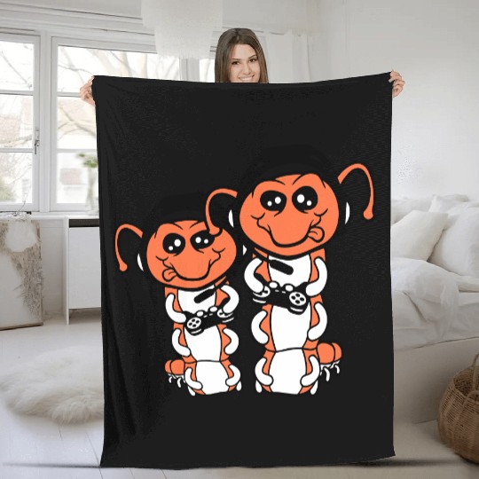2 gamers caterpillar nerd gaming controller consol Fleece Blankets
