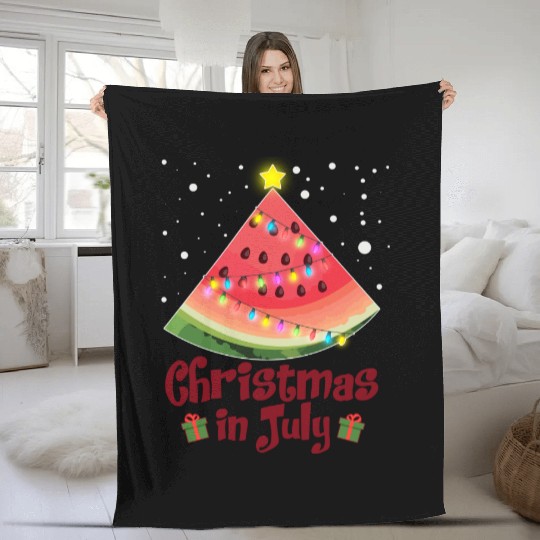 Christmas in July Watermelon Tree Funny Fleece Blankets