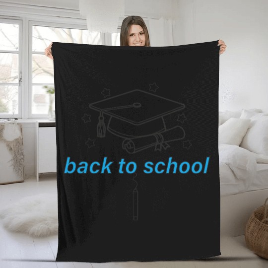 Graduation Cap and Scroll Back to School Print Fleece Blankets