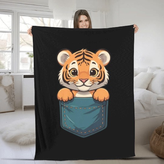 Adorable Tiger Cub Pocket Pal Fleece Blankets