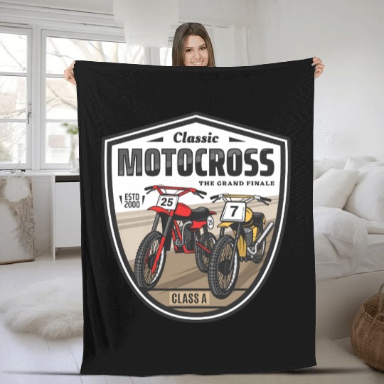 Classic Motocross Grand Finale Badge Fleece Blankets