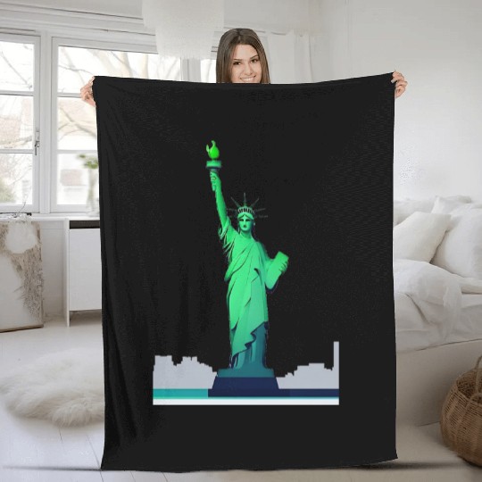 Modern Minimal Statue of Liberty – New York Icon Fleece Blankets