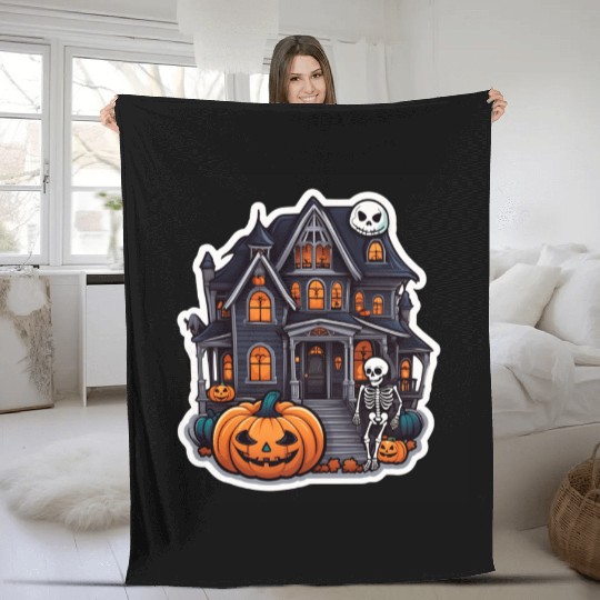 Haunted House Halloween Design Fleece Blankets