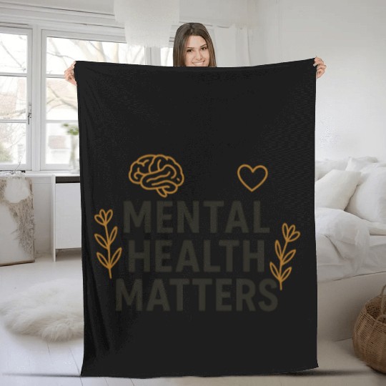 Mental Health Matters | Positive Mindset Graphic T Fleece Blankets