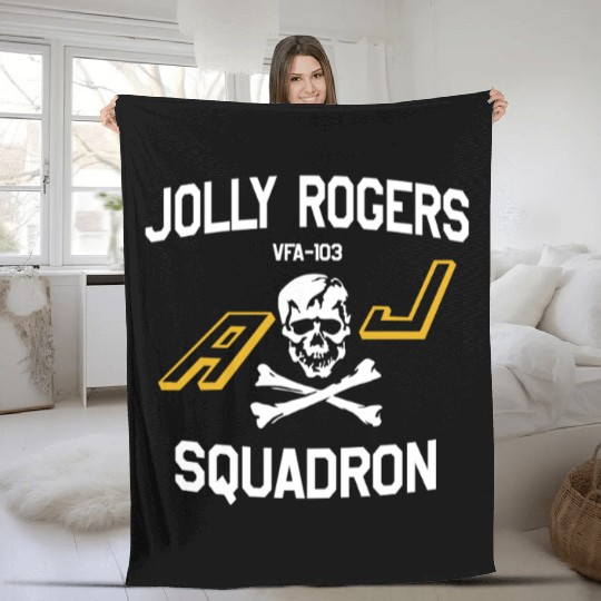Jolly Rogues Squadron Skull Emblem Fleece Blankets