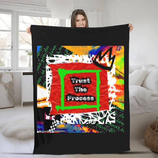 Trust The Process Graffiti Style | Green Version Fleece Blankets
