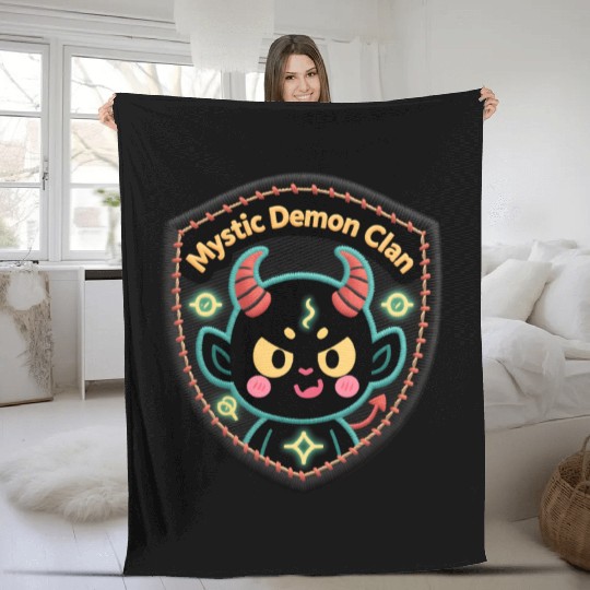 Mystic Demon Clan Embroidered Patch Fleece Blankets