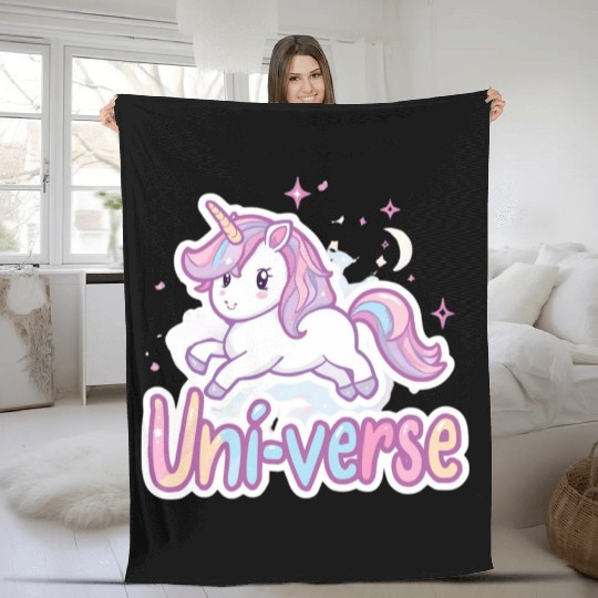 Magical Unicorn in Pastel Universe Fleece Blankets