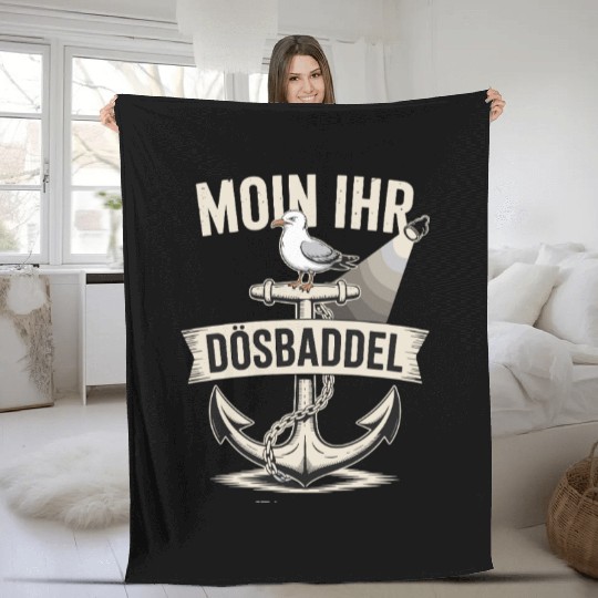 Moin Ihr Dösbaddel Seagull And Anchor Maritime Fleece Blankets