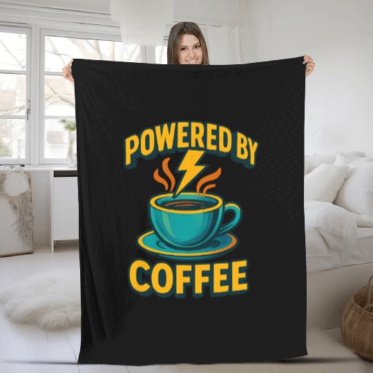 Powered by Coffee Illustration Fleece Blankets