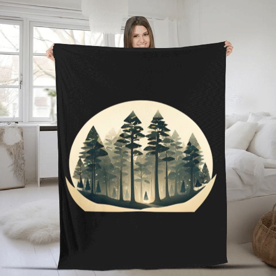 Mystical Forest Circle Design Fleece Blankets
