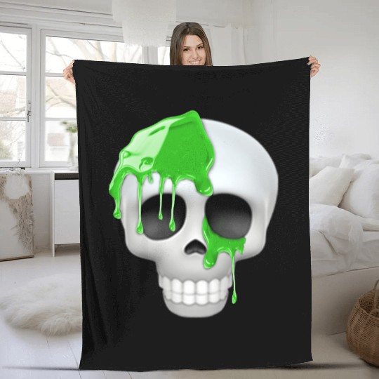 skull toxic emoticon Fleece Blankets