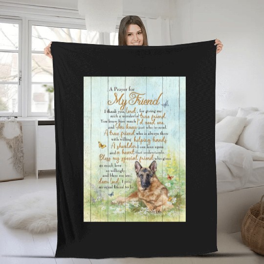Grateful Pet Friend Prayer Wall Art Fleece Blankets