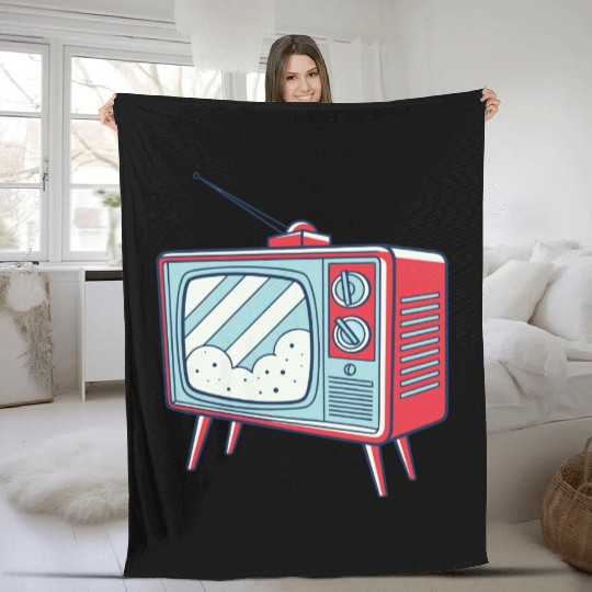 Retro TV with Classic Antenna Fleece Blankets