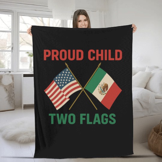 Proud Child Two Flags Design Fleece Blankets